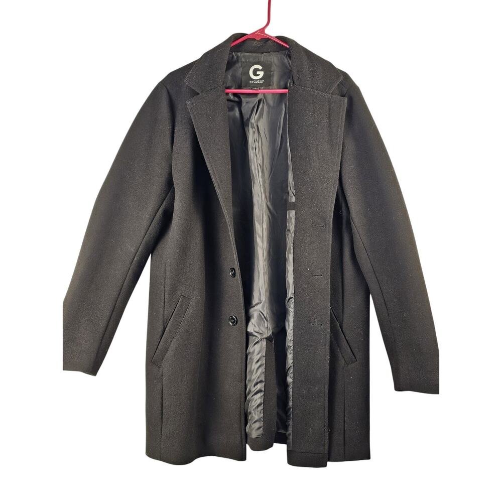 GUESS Men's Peacoat Jacket Wool Blend Bottons/ Buttons Black Size L